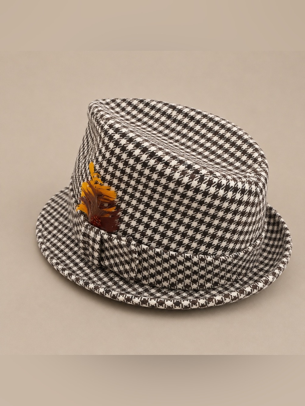 Vintage Pendleton Pure Virgin Wool Houndstooth Fedora Hat Size 6 7/8